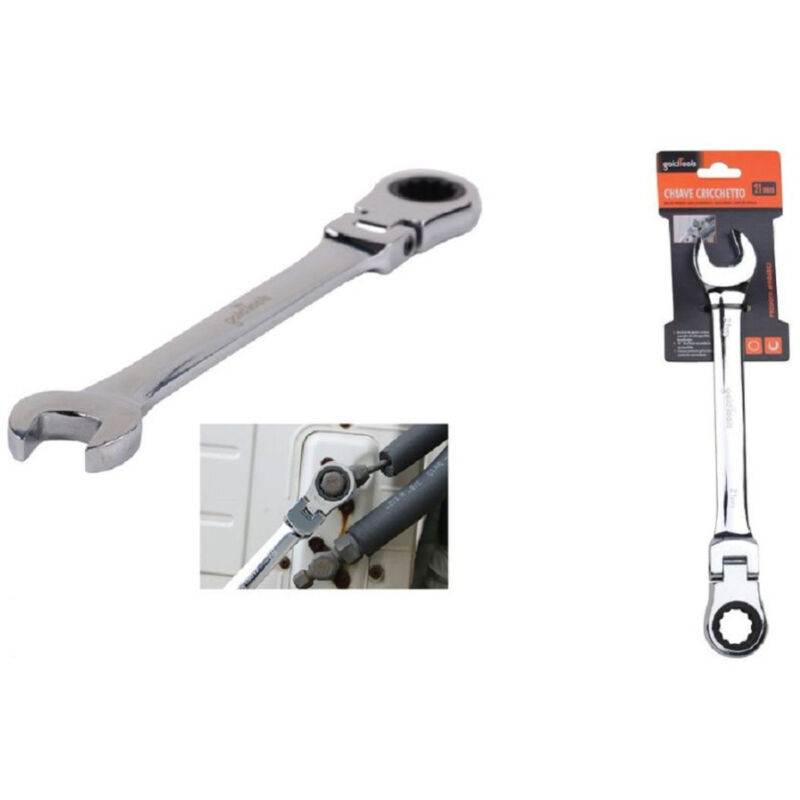 foto del prodotto trade shop traesio kaela chiave a cricchetto combinata 21mm testa pieghevole cromo vanadio utensile 91742 