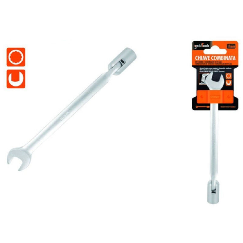 foto del prodotto trade shop traesio kaela chiave combinata 11mm fissa e a bussola poligonale con snodo cromo vanadio 97559 