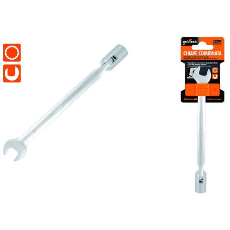 foto del prodotto trade shop traesio kaela chiave combinata 12mm fissa e a bussola poligonale con snodo cromo vanadio 97560 