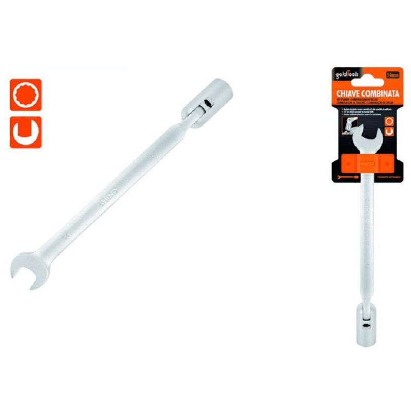 foto del prodotto trade shop traesio kaela chiave combinata 14mm fissa e a bussola poligonale con snodo cromo vanadio 97562 