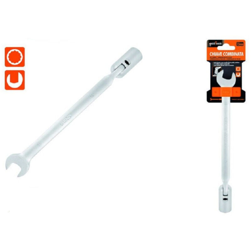 foto del prodotto trade shop traesio kaela chiave combinata 15mm fissa e a bussola poligonale con snodo cromo vanadio 97563 