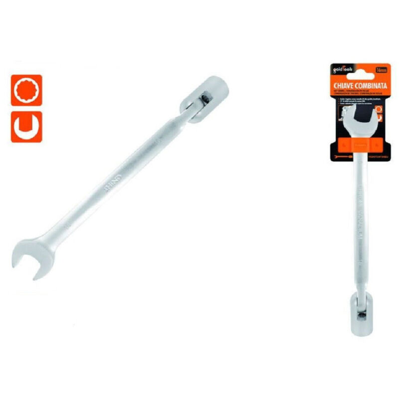 foto del prodotto trade shop traesio kaela chiave combinata 16mm fissa e a bussola poligonale con snodo cromo vanadio 97564 