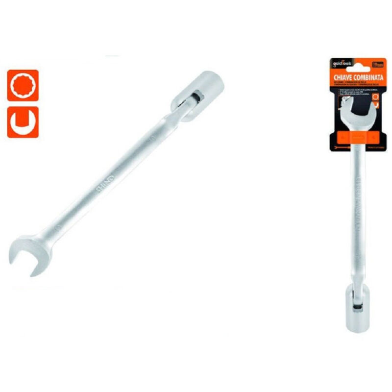 foto del prodotto trade shop traesio kaela chiave combinata 19mm fissa e a bussola poligonale con snodo cromo vanadio 97567 