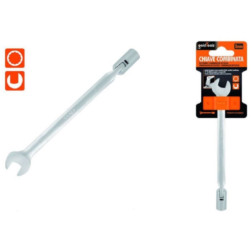 foto del prodotto trade shop traesio kaela chiave combinata 8 mm fissa e a bussola poligonale con snodo cromo vanadio 97556 