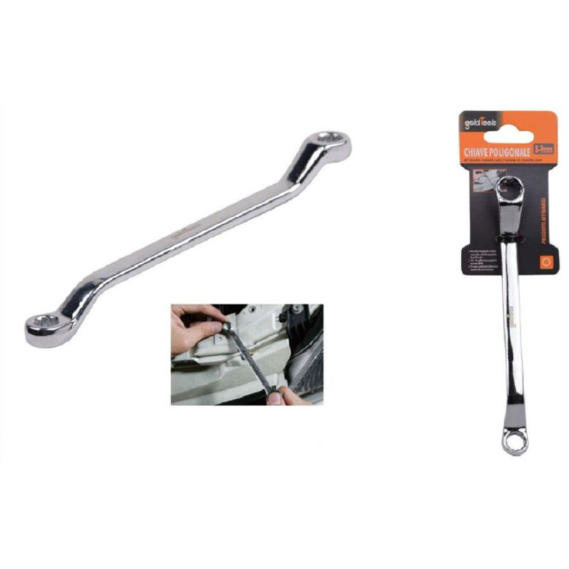 foto del prodotto trade shop traesio kaela chiave fissa poligonale a doppia testa curva 8 9mm anello a stella cromata 91688 