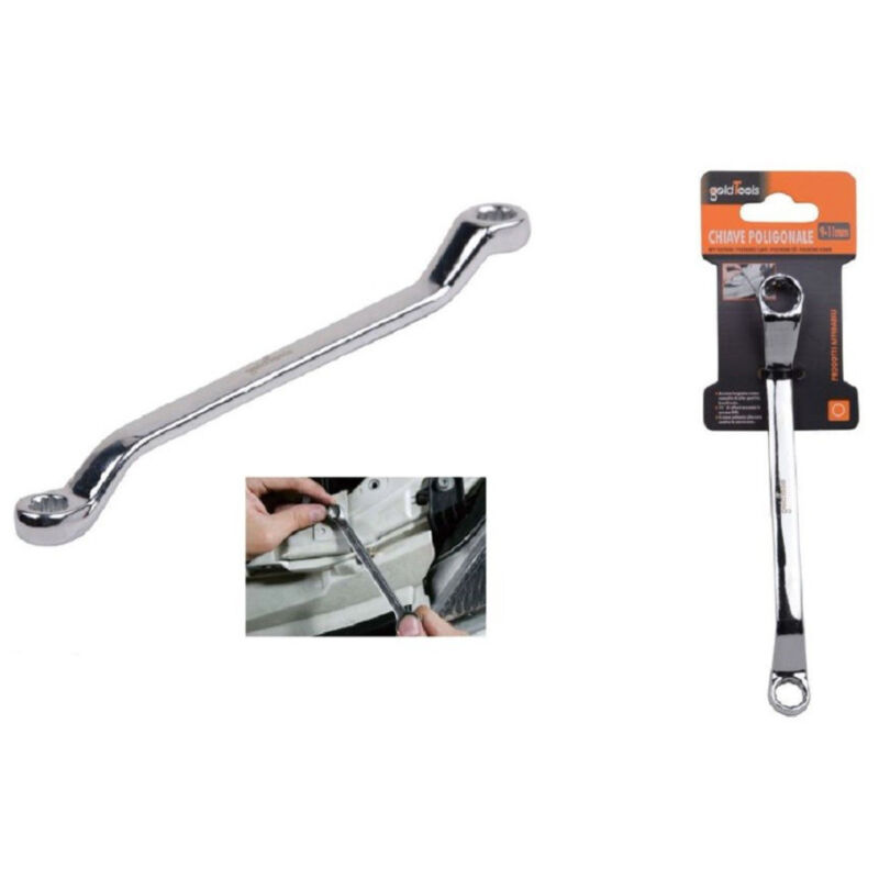 foto del prodotto trade shop traesio kaela chiave fissa poligonale doppia testa curva 9 11 mm anello a stella cromata 91689 