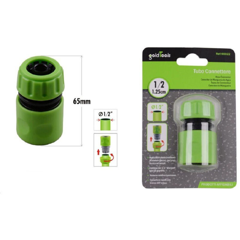 foto del prodotto trade shop traesio - kaela - connettore con innesto rapido con acquastop per tubo da 1/2″ 1.25cm 65mm 90022 -