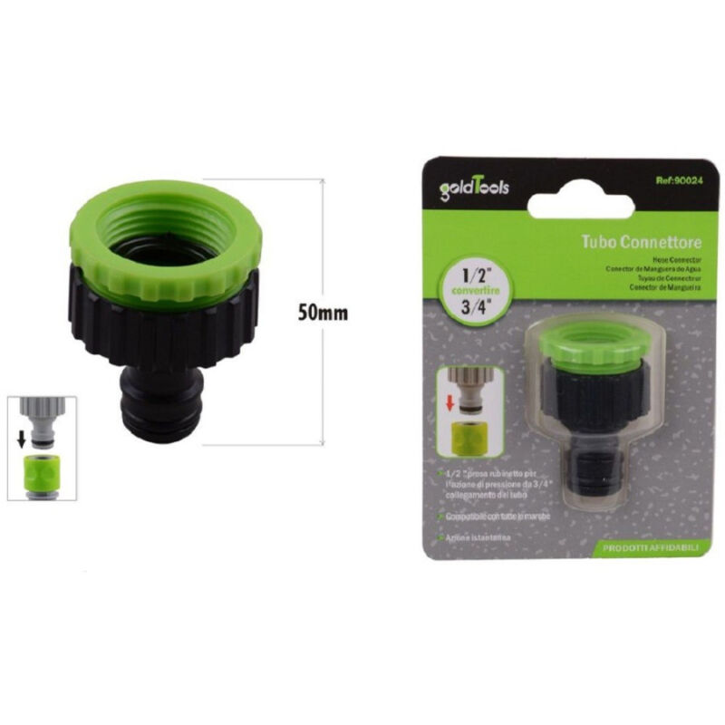foto del prodotto trade shop traesio kaela connettore rapido con filetto femmina 1 2 e 3 4 per tubo rubinetto 50mm 90024 