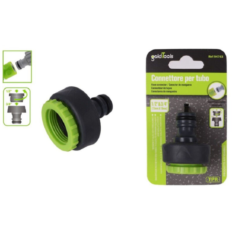 foto del prodotto trade shop traesio kaela connettore rapido universale con filetto femmina da 1 2 e 3 4 per tubo 94763 