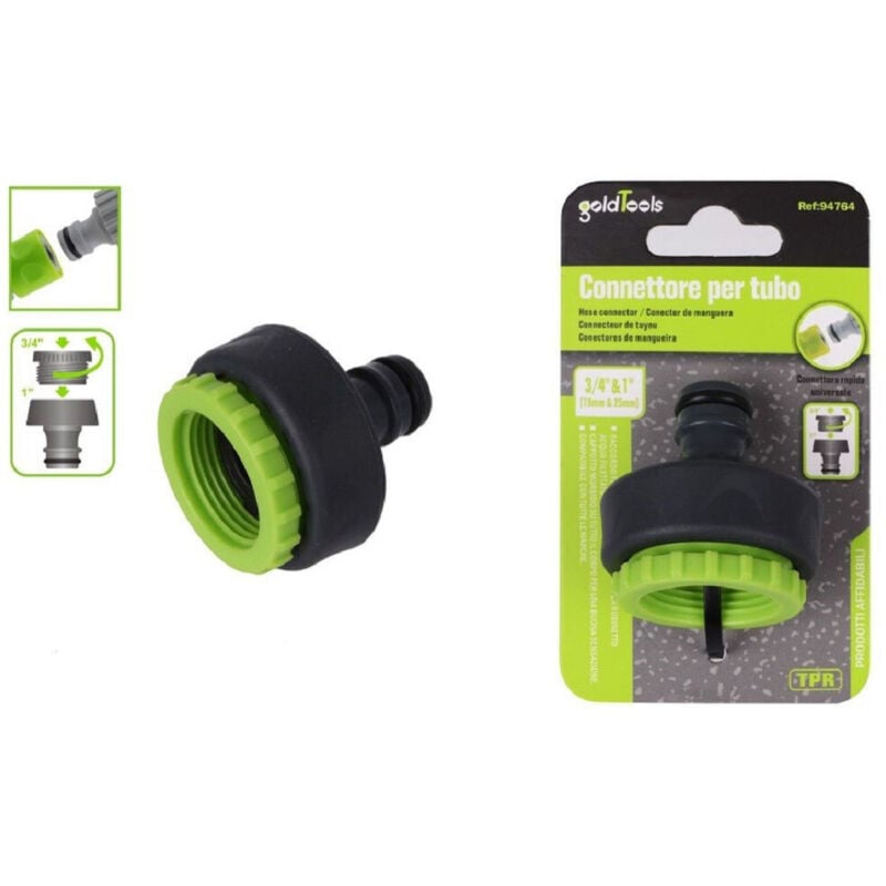 foto del prodotto trade shop traesio kaela connettore rapido universale filetto femmina da 3 4 a 1 per tubo giardino 94764 