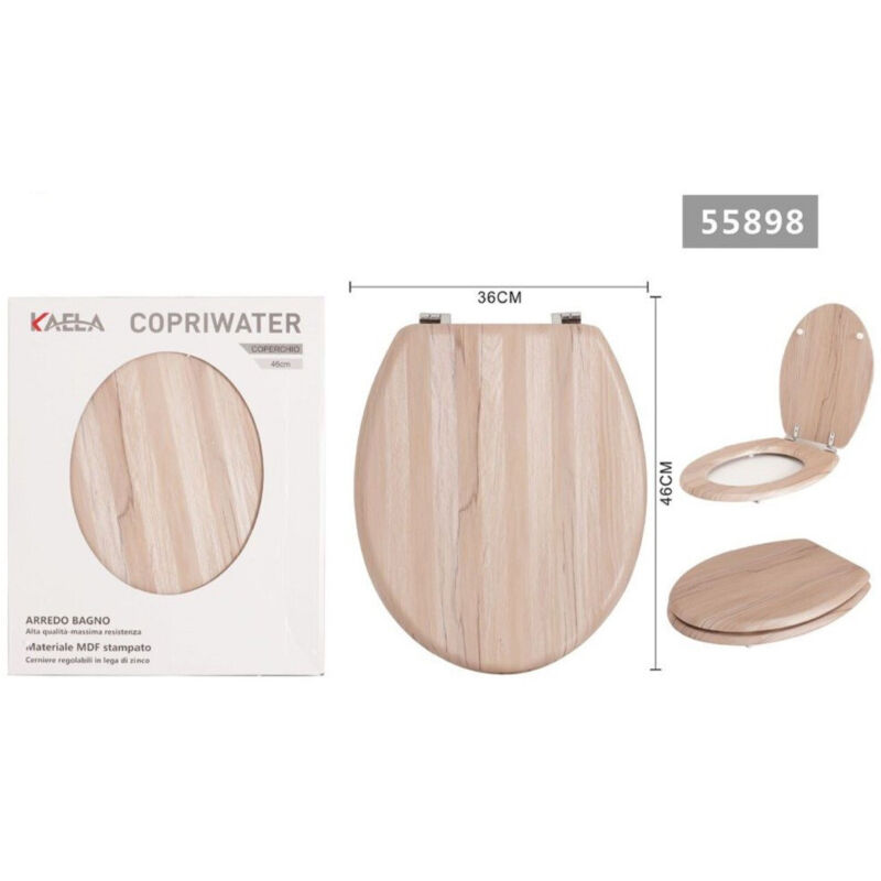 foto del prodotto trade shop traesio kaela copriwater universale in mdf stampato legno cerniere regolabili 46 x 36 cm 55898 3,5