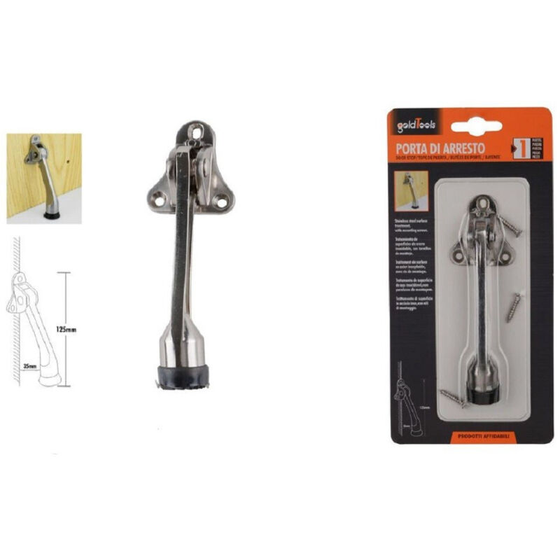 foto del prodotto trade shop traesio - kaela - ferma porta in acciaio base antiscivolo blocca porta viti fermaporta 125mm 91103 -