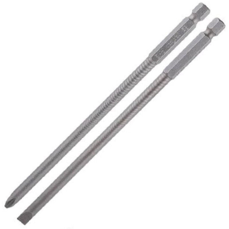 foto del prodotto trade shop traesio kaela kit 2 bits 150mm gambo 1 4 6.35mm punta s2 magnetica croce ph2 taglio sl6 57251 