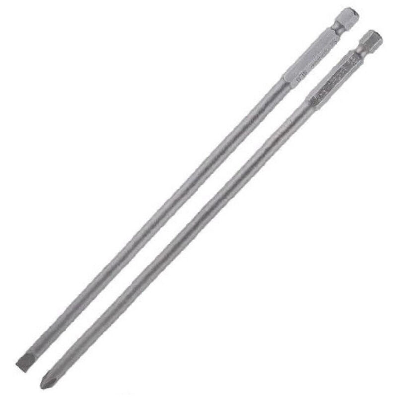 foto del prodotto trade shop traesio kaela kit 2 bits 200mm gambo 1 4 6.35mm punta s2 magnetica croce ph2 taglio sl6 57252 