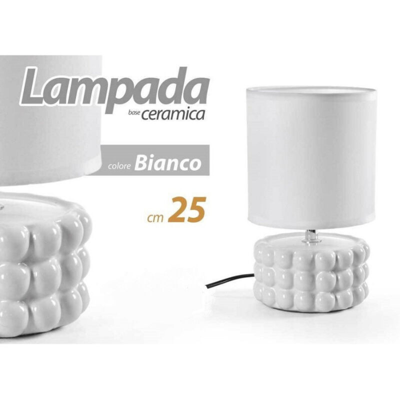 foto del prodotto trade shop traesio kaela lampada abat jour tavolo comodino e14 base ceramica rilievo lux 25 x 15cm 837418 