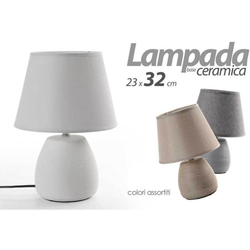 foto del prodotto trade shop traesio kaela lampada lumetto abat jour 23x32cm da tavolo base in ceramica 3 colori ass 763564 