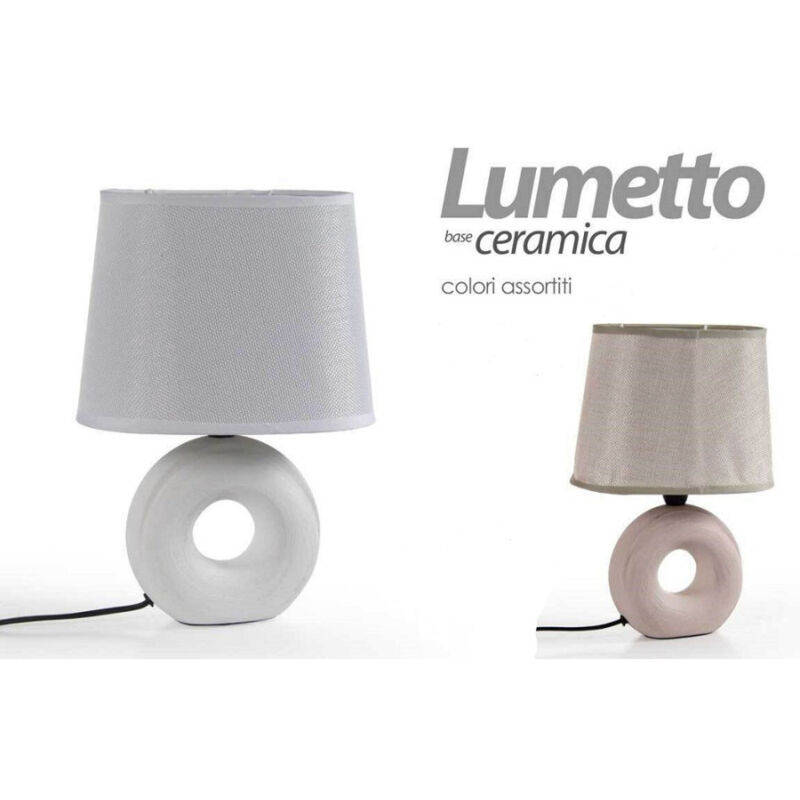 foto del prodotto trade shop traesio kaela lampada lumetto abat jour ceramica tavolo comodino e14 60w design 26x10cm 793820 