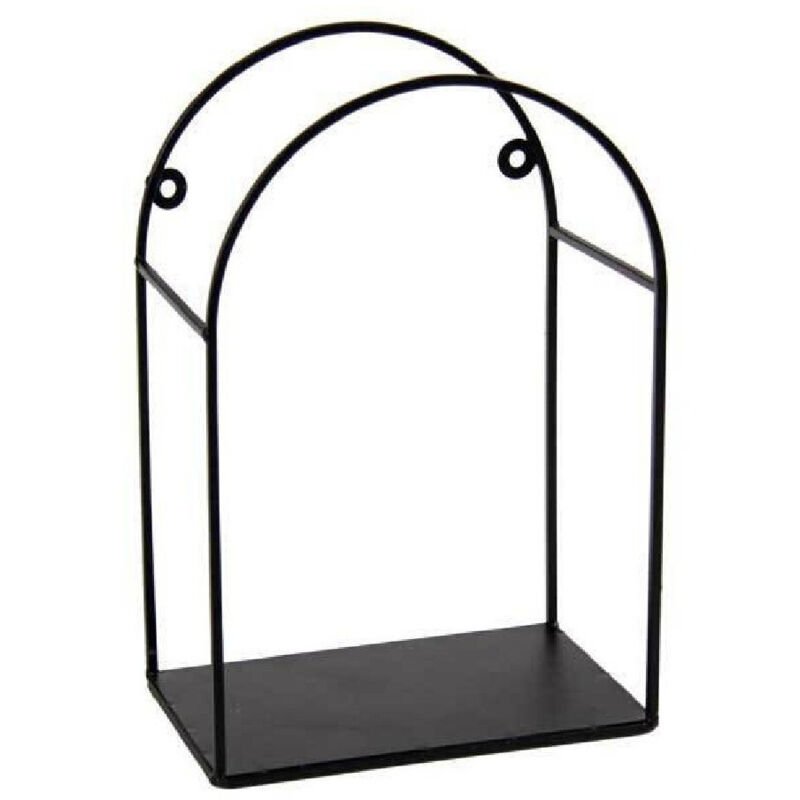 foto del prodotto trade shop traesio kaela mensola bacheca da parete metallo nero 17x10x25cm serie industrial arco 822292 