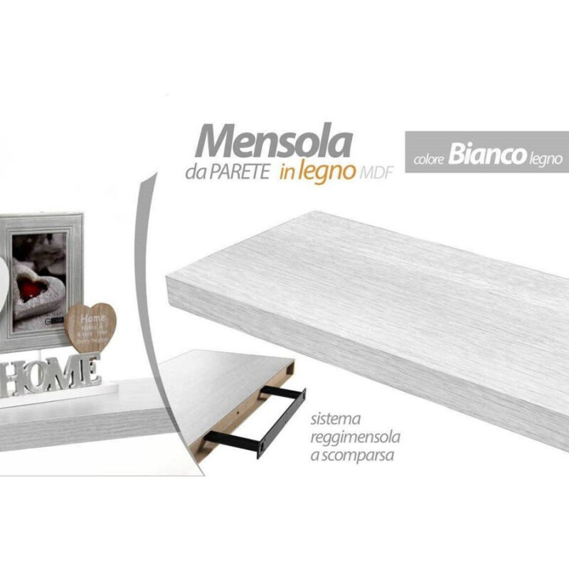 foto del prodotto trade shop traesio kaela mensola parete legno reggimensola scomparsa bianco 40x25x4cm kit montaggio 790775 