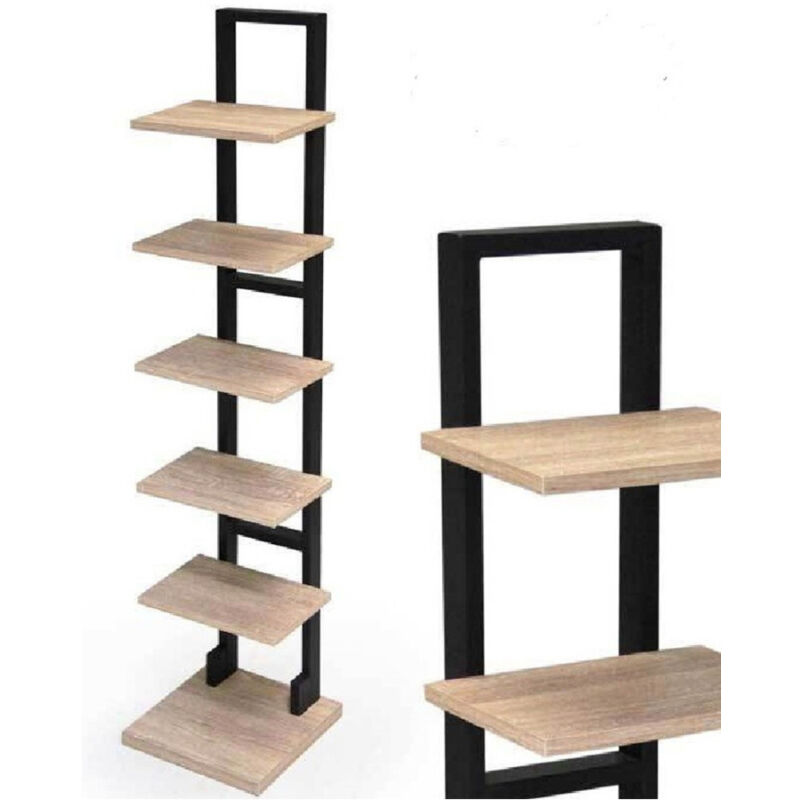 foto del prodotto trade shop traesio kaela mobile scaffale moderno in metallo 5 ripiani mensole in legno 30x30x131cm 783180 