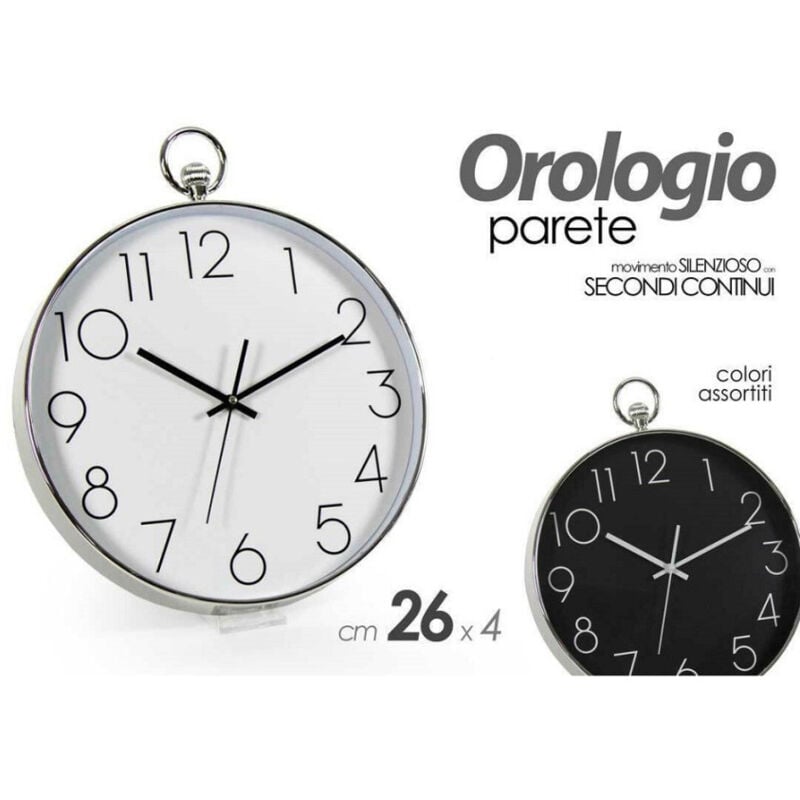 foto del prodotto trade shop traesio kaela orologio 26x4cm parete movimento silenzioso colori ass. tondo in plastica 798061 