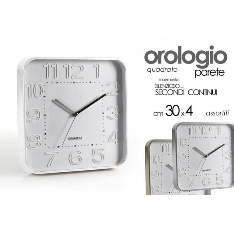 foto del prodotto trade shop traesio kaela orologio 30x4cm da parete quadrato classico moderno silenzioso colori ass 684142 
