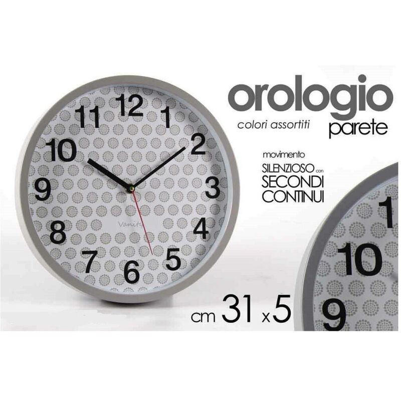 foto del prodotto trade shop traesio kaela orologio parete tondo 31x5cm plastica silenzioso vanity classico moderno 681295 