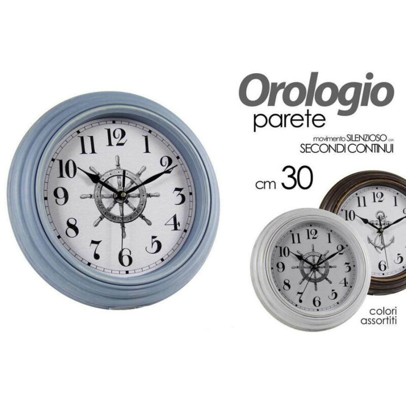 foto del prodotto trade shop traesio kaela orologio parete tondo in plastica 30 cm vari colori assortiti shabby chic 774652 