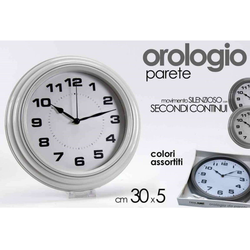 foto del prodotto trade shop traesio kaela orologio silenzioso parete stile anticato tondo 30x5cm plastica colori ass 667688 