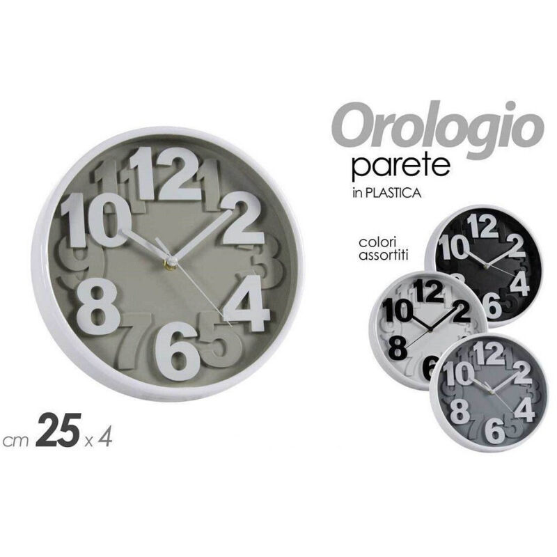 foto del prodotto trade shop traesio kaela orologio tondo moderno da parete 25x4cm vari colori assortiti in plastica 805530 
