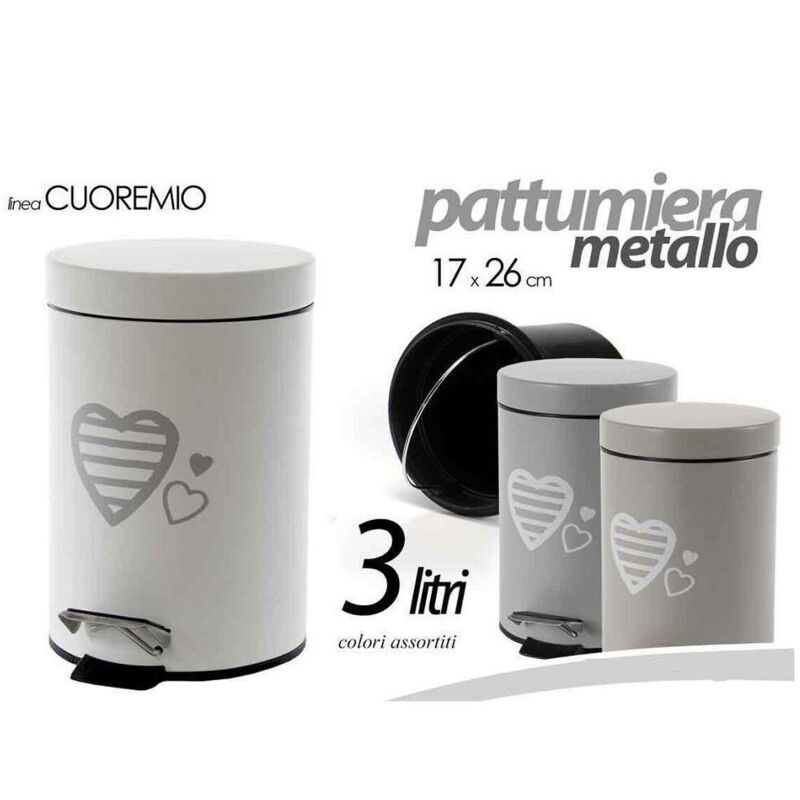 foto del prodotto trade shop traesio - kaela - pattumiera portaspazzatura metallo 17x26cm 3lt cuore mio colori assortiti 748646 -