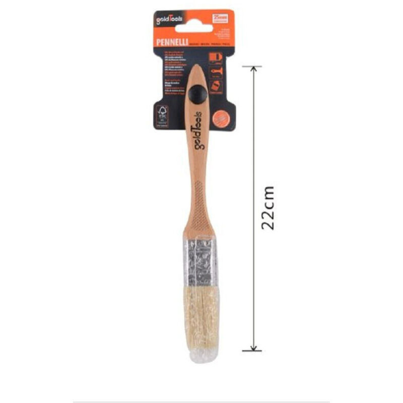 foto del prodotto trade shop traesio kaela pennello piatto 22 cm con manico in legno setole morbide pittura vernice 90202 