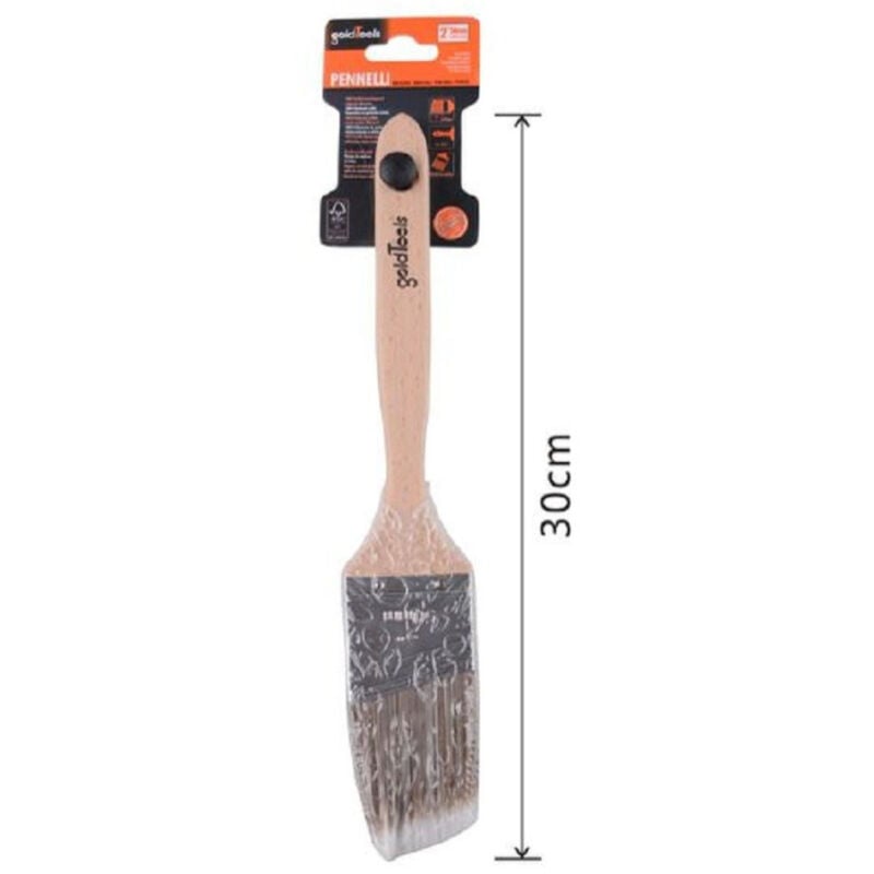 foto del prodotto trade shop traesio kaela pennello piatto 30cm obliquo con manico in legno setole lunghe da pittura 90212 
