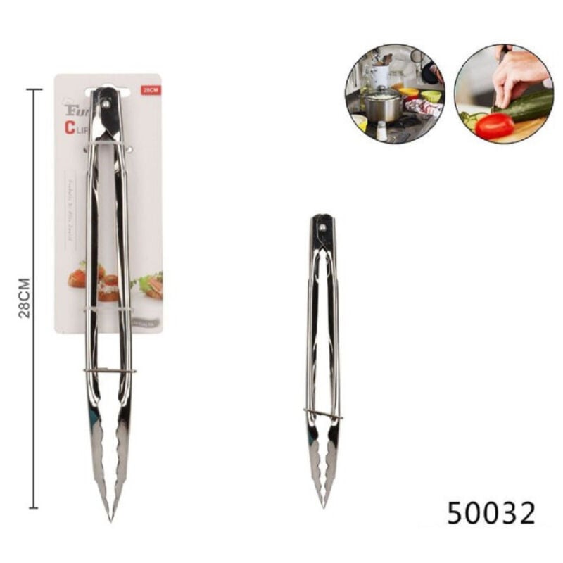 foto del prodotto trade shop traesio kaela pinza per servire 12 28cm in acciaio da cucina per carne insalata pesce 50032 