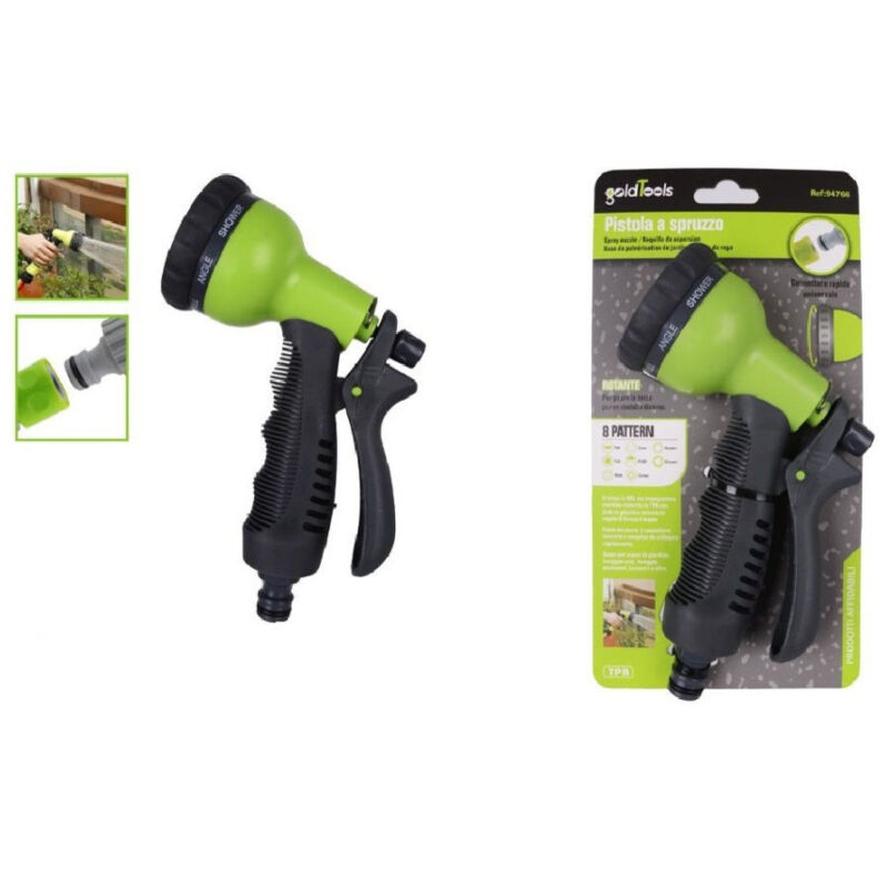 foto del prodotto trade shop traesio kaela pistola a spruzzo bocchetta 8 getti irrigazione tubo pompa acqua giardino 94766 