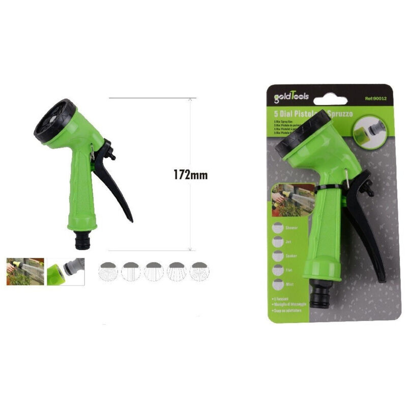 foto del prodotto trade shop traesio kaela pistola di spruzzo 5 funzioni per irrigazione giardino in plastica 172mm 90012 