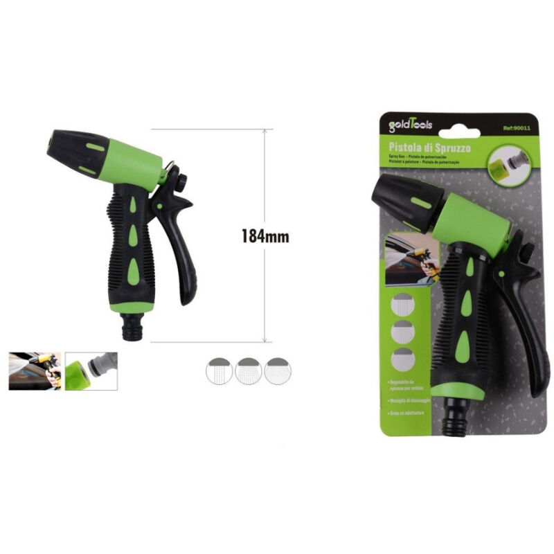 foto del prodotto trade shop traesio kaela pistola di spruzzo da giardino alta pressione 3 getti regolabile 184 mm 90011 