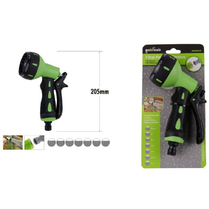 foto del prodotto trade shop traesio kaela pistola spruzzo a 7 getti irrigazione tubo pompa acqua giardino regolabile 90010 