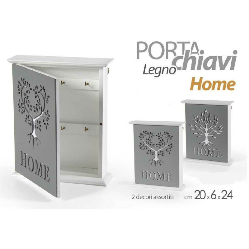 foto del prodotto trade shop traesio kaela porta chiavi parete 20x6x24cm legno decoro home moderno decori assortiti 818585 