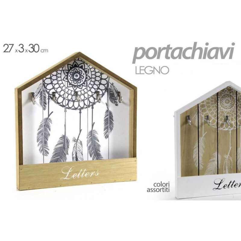 foto del prodotto trade shop traesio kaela portachiavi lettere appendino legno cassetta 27x3x30cm indian shabby chic 765858 