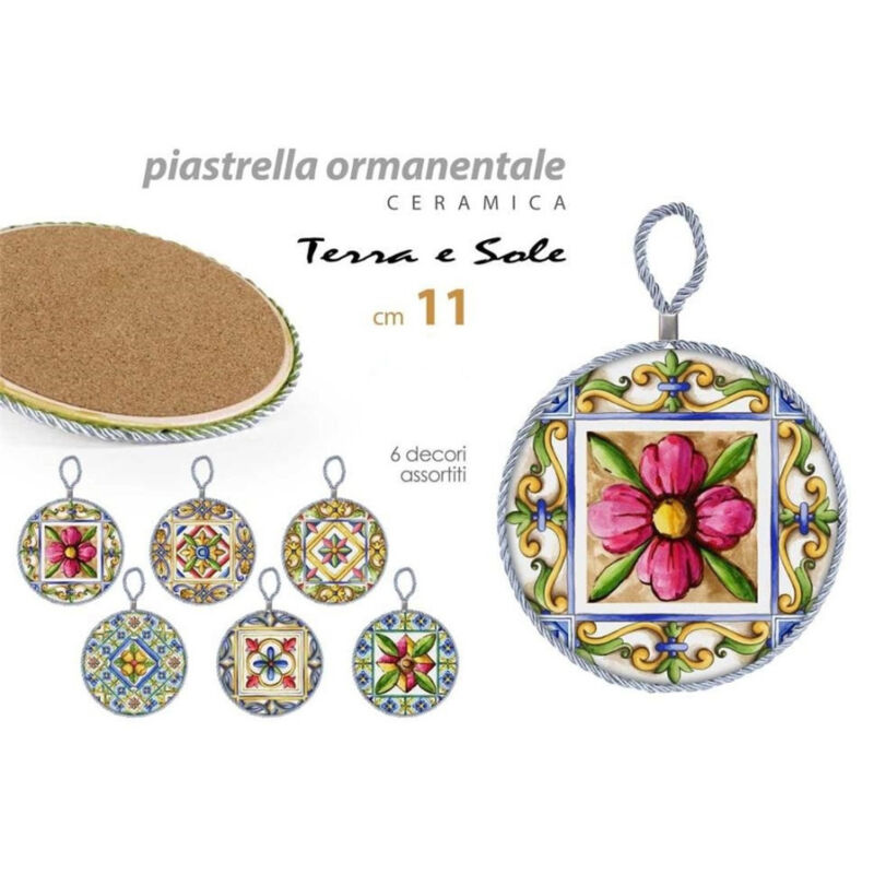 foto del prodotto trade shop traesio kaela quadretto piastrella ornamentale in ceramica 11 cm terra e sole 6 decori 828911 
