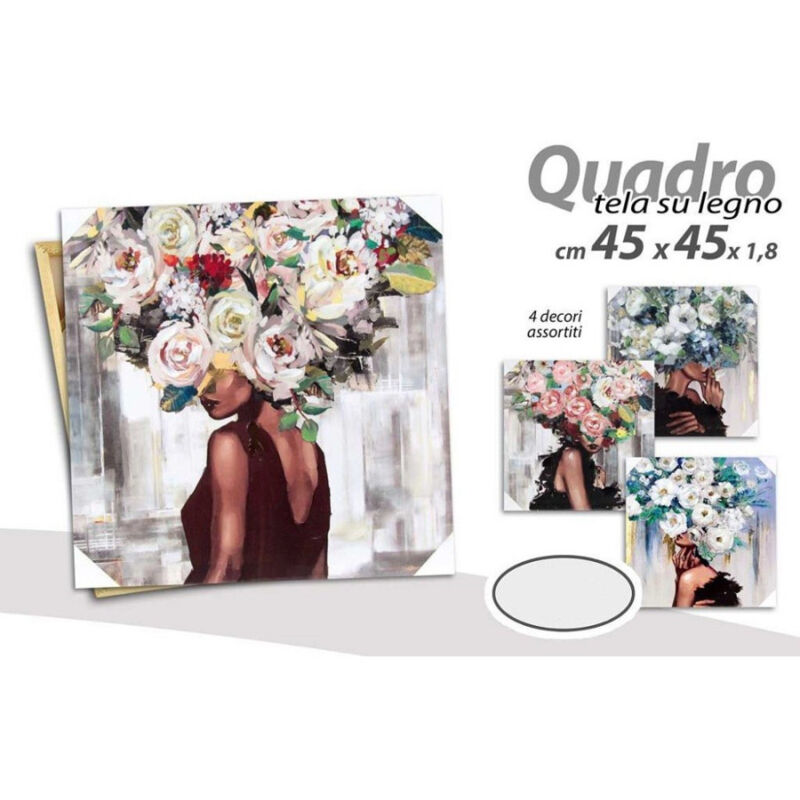 foto del prodotto trade shop traesio kaela quadro quadretto decorativo 45 x 45 x 1,8cm tela su legno deluxe 4 decori 831966 