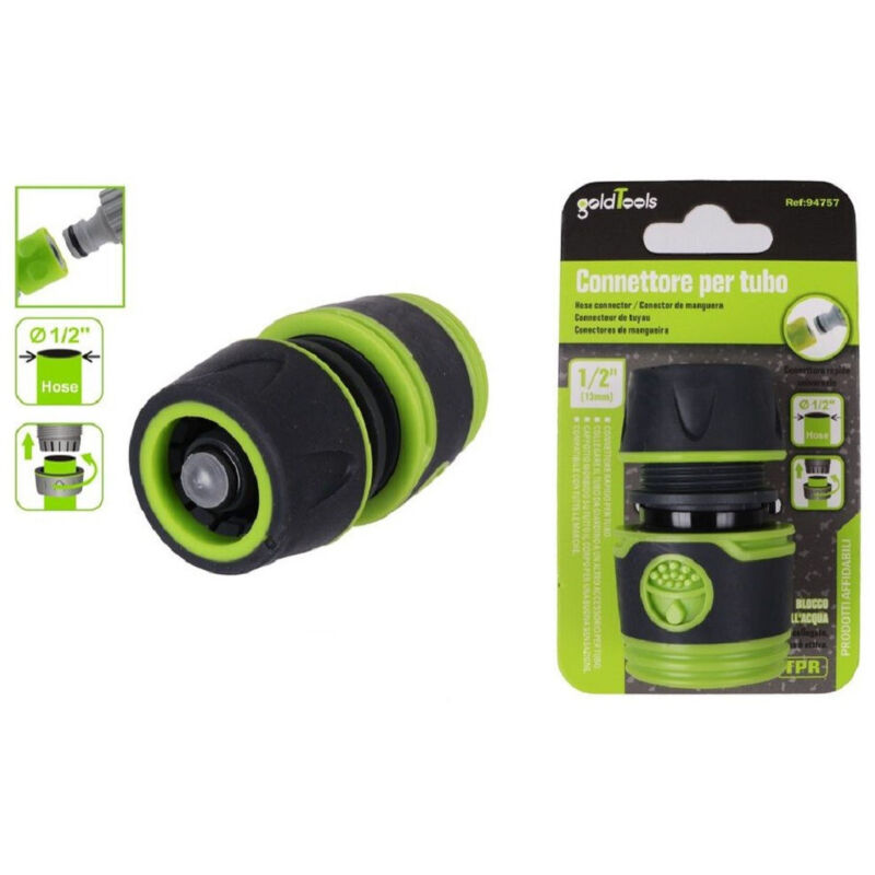 foto del prodotto trade shop traesio kaela raccordo con innesto rapido con acquastop per tubo da 1 2 13mm connettore 94757 