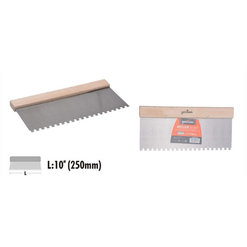 foto del prodotto trade shop traesio kaela raschietto spatola dentato acciaio impugnatura legno 10 250mm ferramenta 90475 