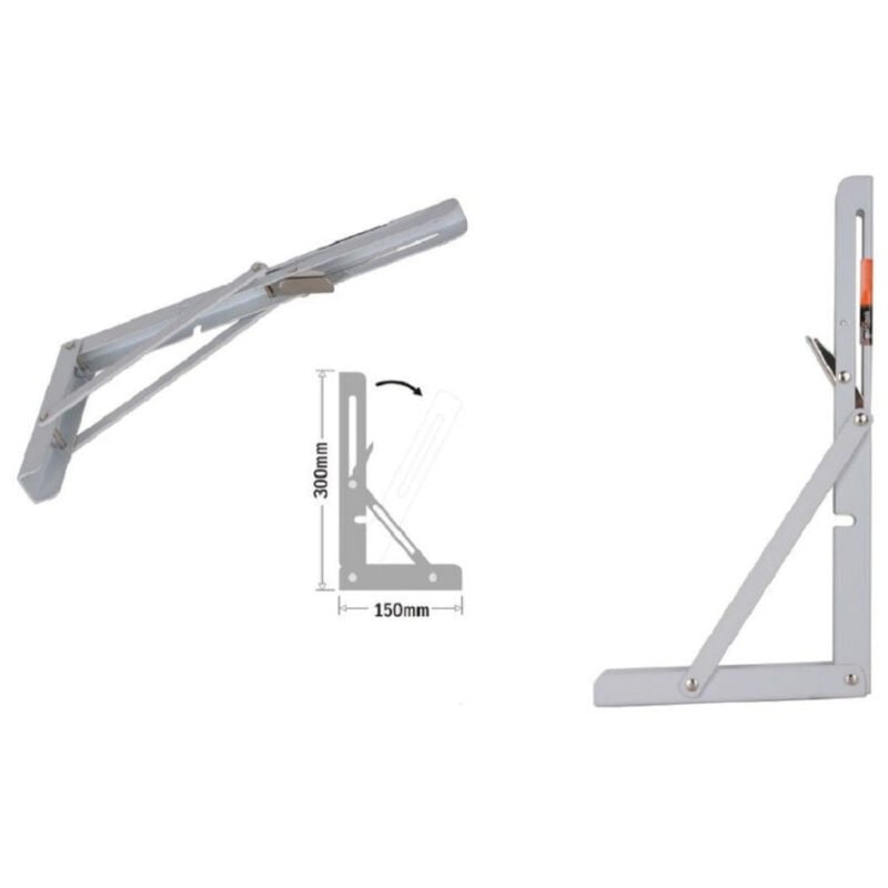 foto del prodotto trade shop traesio kaela reggimensola supporto staffa metallo pieghevole regolabile 30x15cm bianco 91289 
