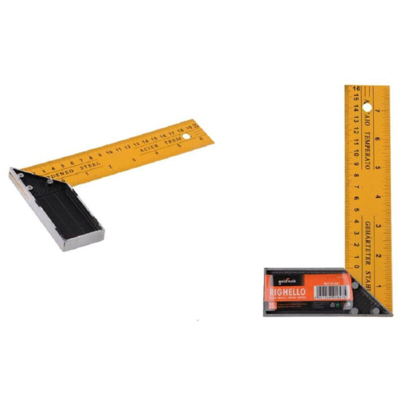 foto del prodotto trade shop traesio kaela righello 20cm metro angolare a l angolo retto 90 in acciaio doppia misura 91847 
