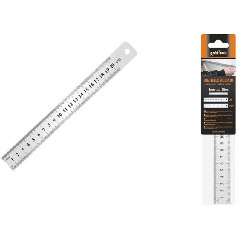 foto del prodotto trade shop traesio kaela righello metro in acciaio inox metallo 1 mm a 20 cm riga segnatura cm inch 97762 