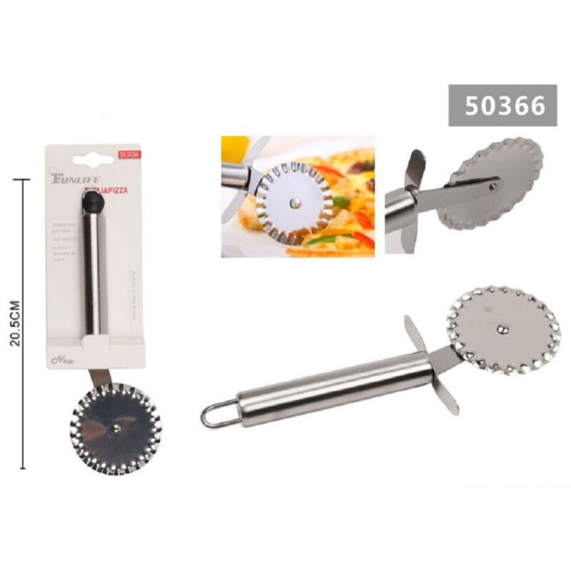 foto del prodotto trade shop traesio kaela rotella tagliapizza in acciaio 20.5 cm cucina lama dentata coltello ruota 50366 
