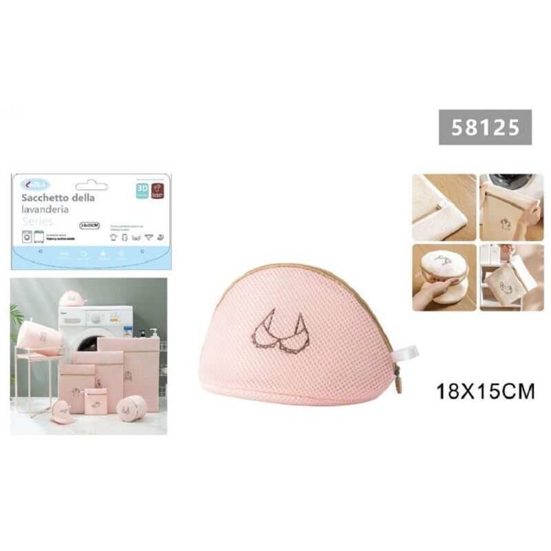 foto del prodotto trade shop traesio kaela sacchetto lavatrice rosa borsa biancheria reggiseno lavaggi a rete 18x15cm 58125 
