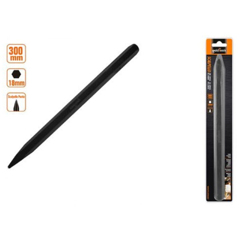 foto del prodotto trade shop traesio kaela scalpello a punta attacco esagonale in acciaio 300x18mm utilizzo su pietra 57021 